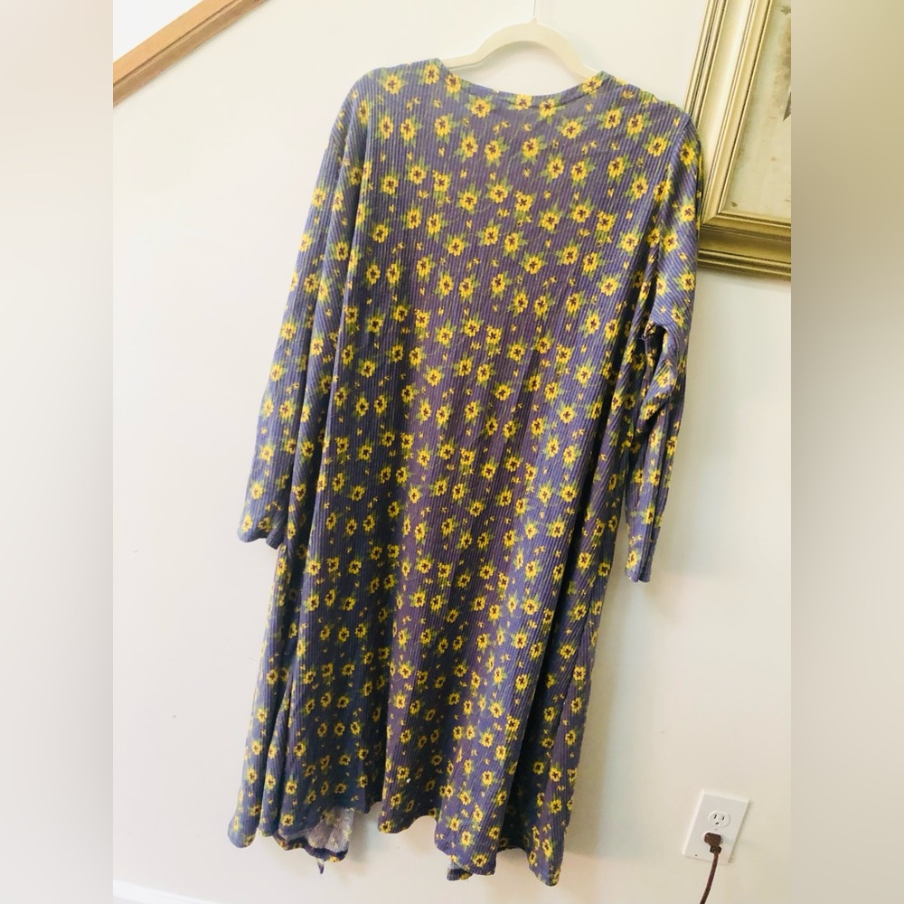 LuLaRoe Dark Blue Cape with Yellow Floral Pattern
